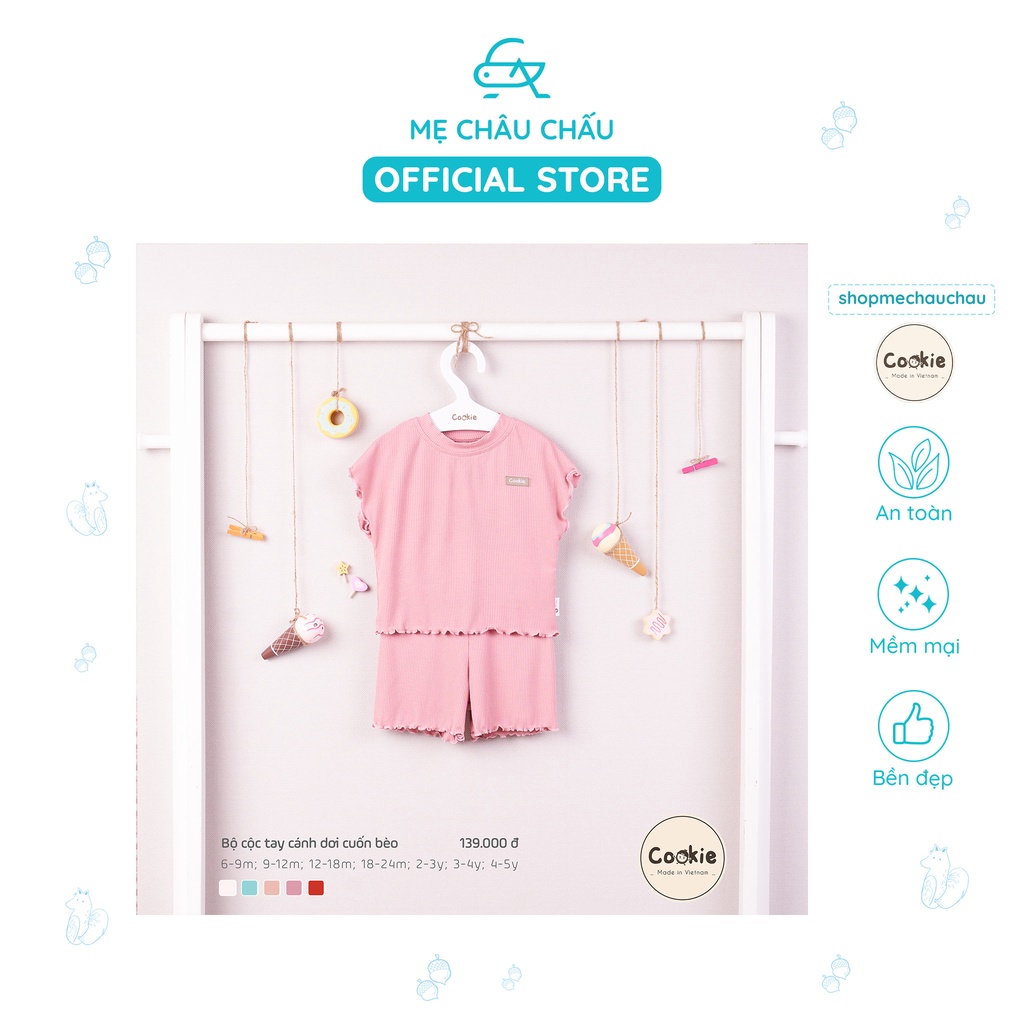 Bộ Quần Áo Cộc Tay Cookie Cánh Rơi Cuốn Bèo