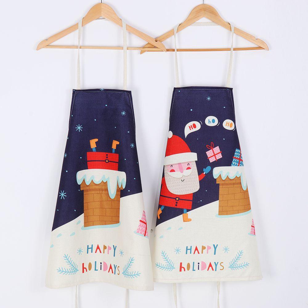JANE Tạp Dề Vải Lanh Cotton Họa Tiết Giáng Sinh Trang Trí Nhà Hàng