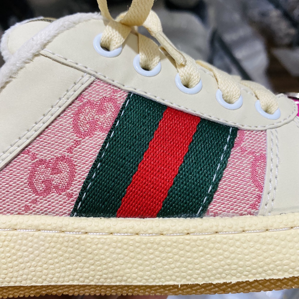 Sục nữ Gucci Sơn Tùng màu hồng, giày sneaker nữ sục Gucci_Sơn Tùng hồng đầy đủ bill box