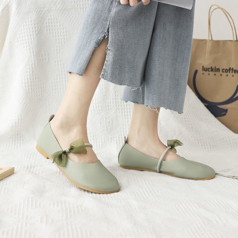 Giày Búp Bê Mũi Tròn Đế Bằng Mềm Mại Họa Tiết Hoa Thời Trang Mùa Hè Cho Nữ Size 35-39