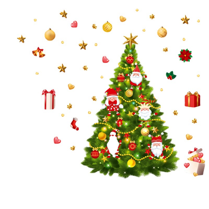 Miếng dán tường trang trí hình cây thông noel sáng tạo DIY