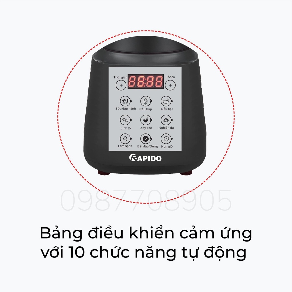 [Mã 33ELSALE hoàn 7% đơn 300K] Máy làm sữa hạt Rapido Thương hiệu Đức, Bảo hành chính hãng- RHB1800