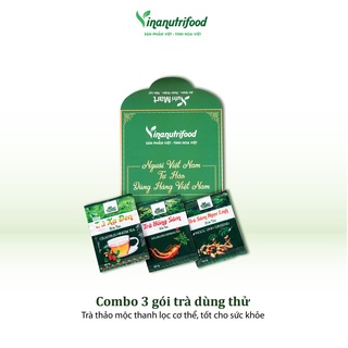 Combo 3 gói trà Vinanutrifood gồm trà sâm ngọc linh, xạ đen, linh chi (3g/gói)