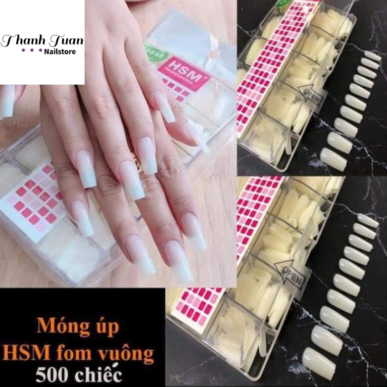 Hộp móng úp HSM các loại Tem đen (nhám sẵn) và tem hồng (trơn)  - Phụ kiện đồ nail