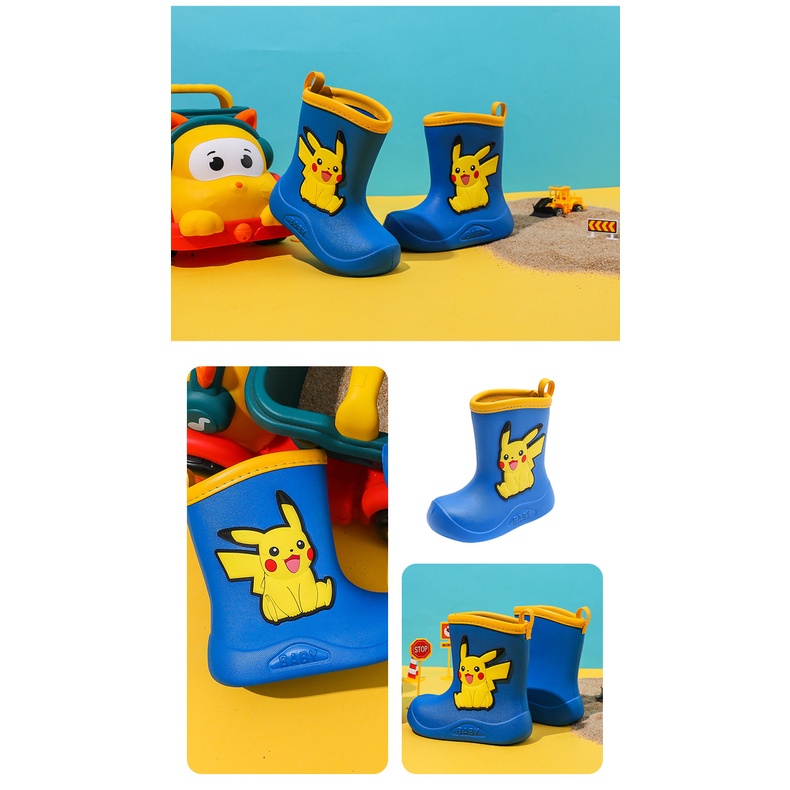 CATIMINI Giày Bốt Đi Mưa Chống Thấm Nước Họa Tiết Hoạt Hình Pikachu Dễ Thương Cho Bé