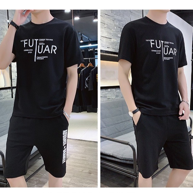 Bộ hè thể thao nam chất cotton Co Dãn, kiểu dáng Hàn họa tiết trẻ trung năng đông. bộ quần áo nam cộc tay mặc nhà. | BigBuy360 - bigbuy360.vn