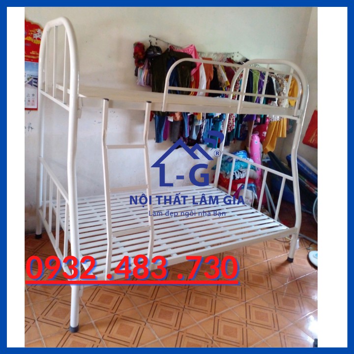 Giường sắt 2 tầng lệch cho trẻ em giá rẻ  Ngang 1mx1m2, giường ngủ hai tầng sơn tĩnh điện