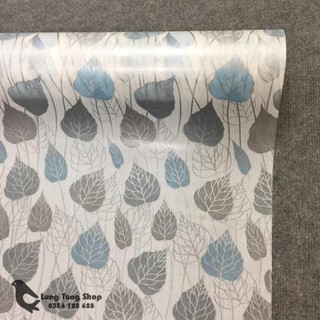 Decal dán kính họa tiết lá cây - giấy dán kính màu xanh dương