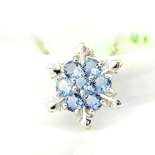 Mặt dây chuyền mạ bạc mặt hình bông tuyết đính đá xinh xắn