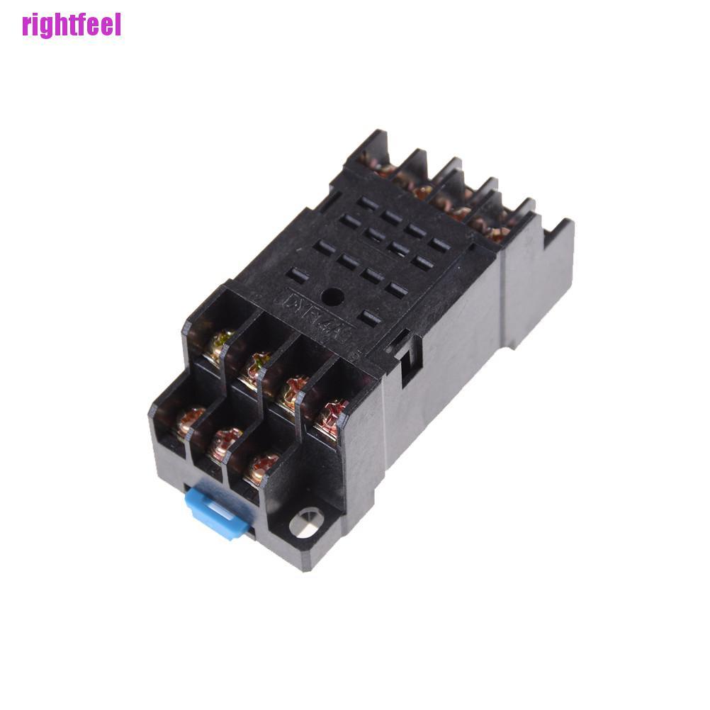 Rightfeel MY4NJ 12v/24v/220v Coil Power Relay DIN Rail Mounted 14 Pin 4PDT with Socket