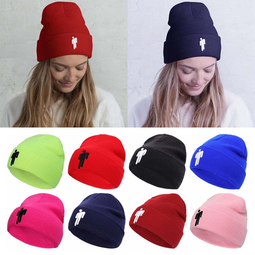 Mũ beanie màu trơn dạng thêu in hình phong cách hip hop
