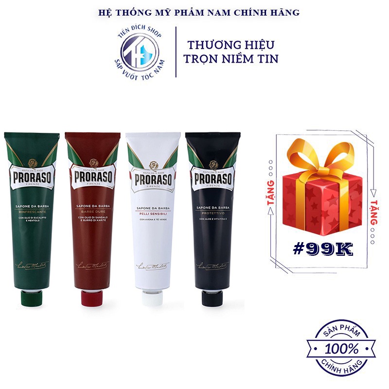 Kem Cạo Râu Proraso Shaving Cream Tube 150ml – Nourishing, Refreshing, Sensitive, Protective