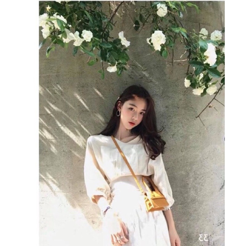 Đầm nữ dự tiệc / Váy xòe màu be ulzzang dáng midi xinh chất đẹp mịn mát Đầm Nữ Hoài Thương | BigBuy360 - bigbuy360.vn