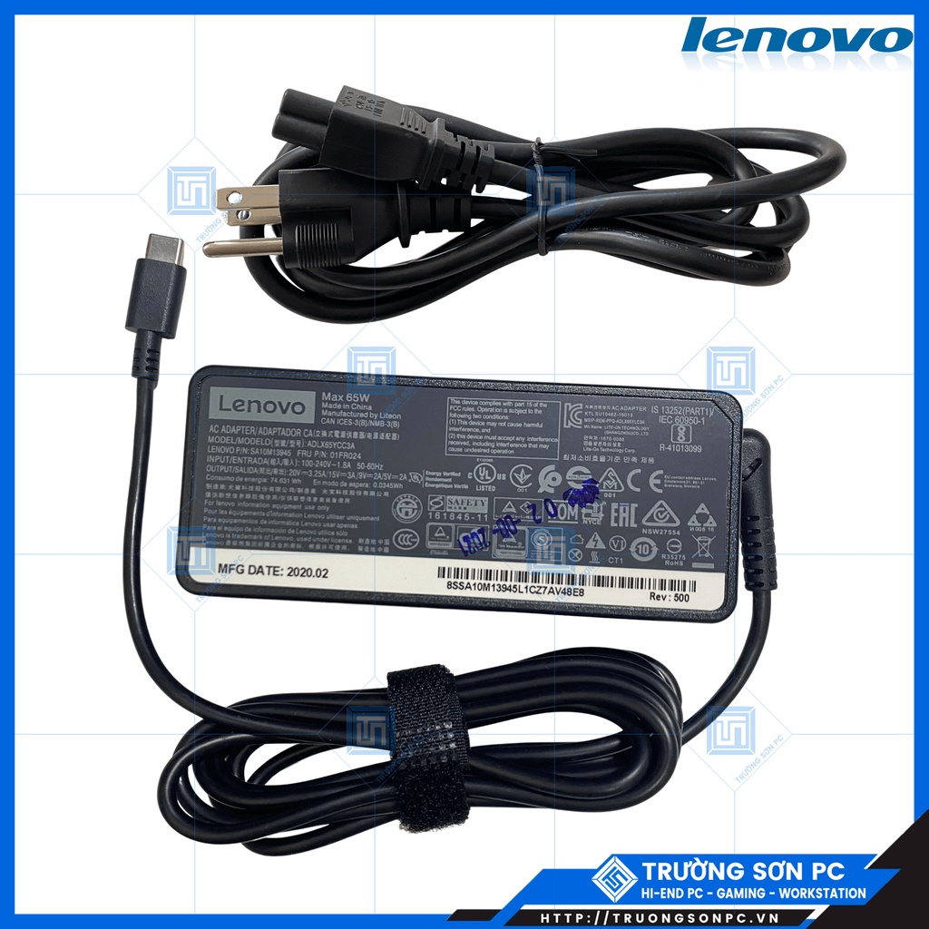 Sạc Laptop LENOVO ThinkBook 15IIL 20SM 20V 3.25A Chân Cắm TypeC | Sạc Zin Cao Cấp