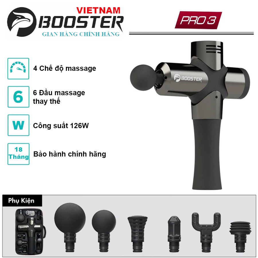 Máy Massage Cầm Tay, Súng Massage Gun Chuyên Nghiệp Mỹ Booster PRO 3 - 126W - Dòng Cao Cấp