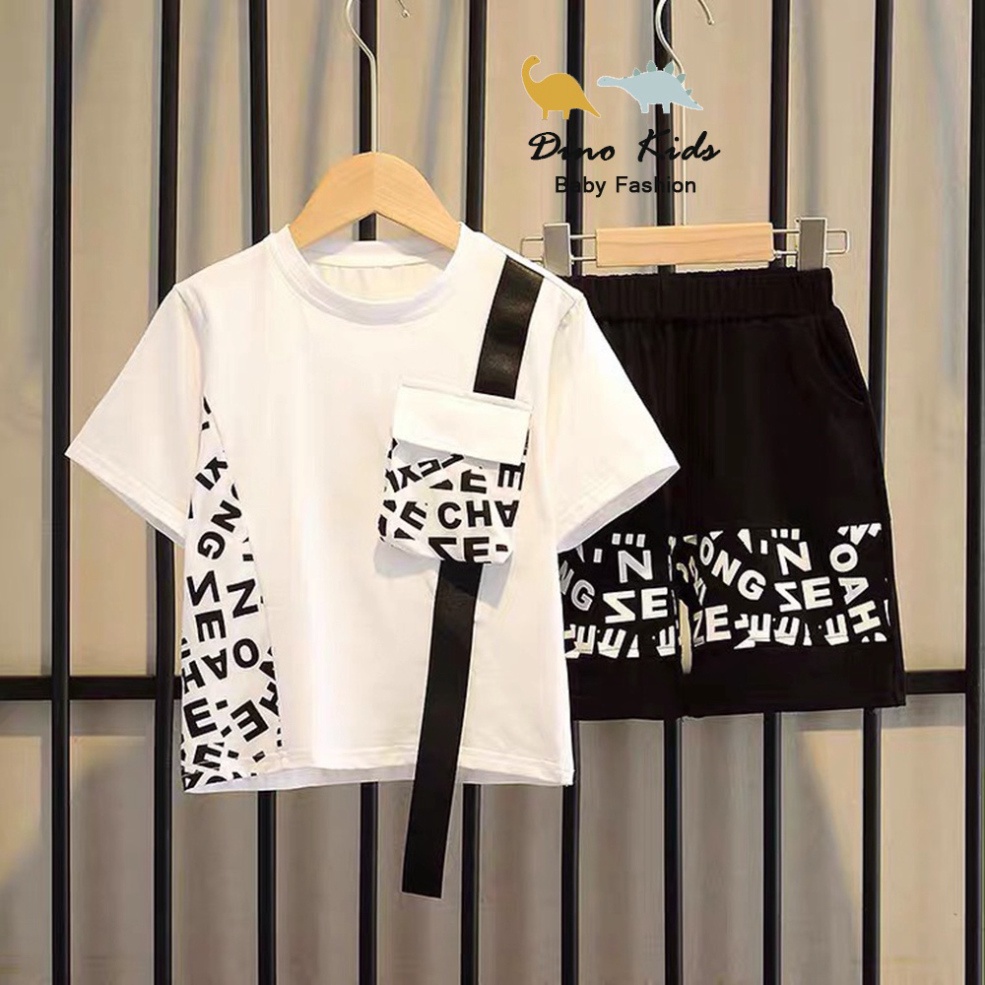 Bộ cộc tay bé trai, bộ quần áo mùa hè bé trai túi dây cực chất SanSan Kids Shop