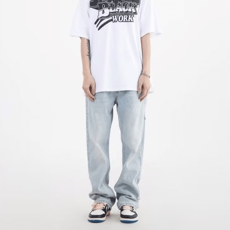 Quần jeans Trơn Phong Cách Hip Hop Đường Phố Hàn Quốc Cho Nam Giới Có Size S-3XL