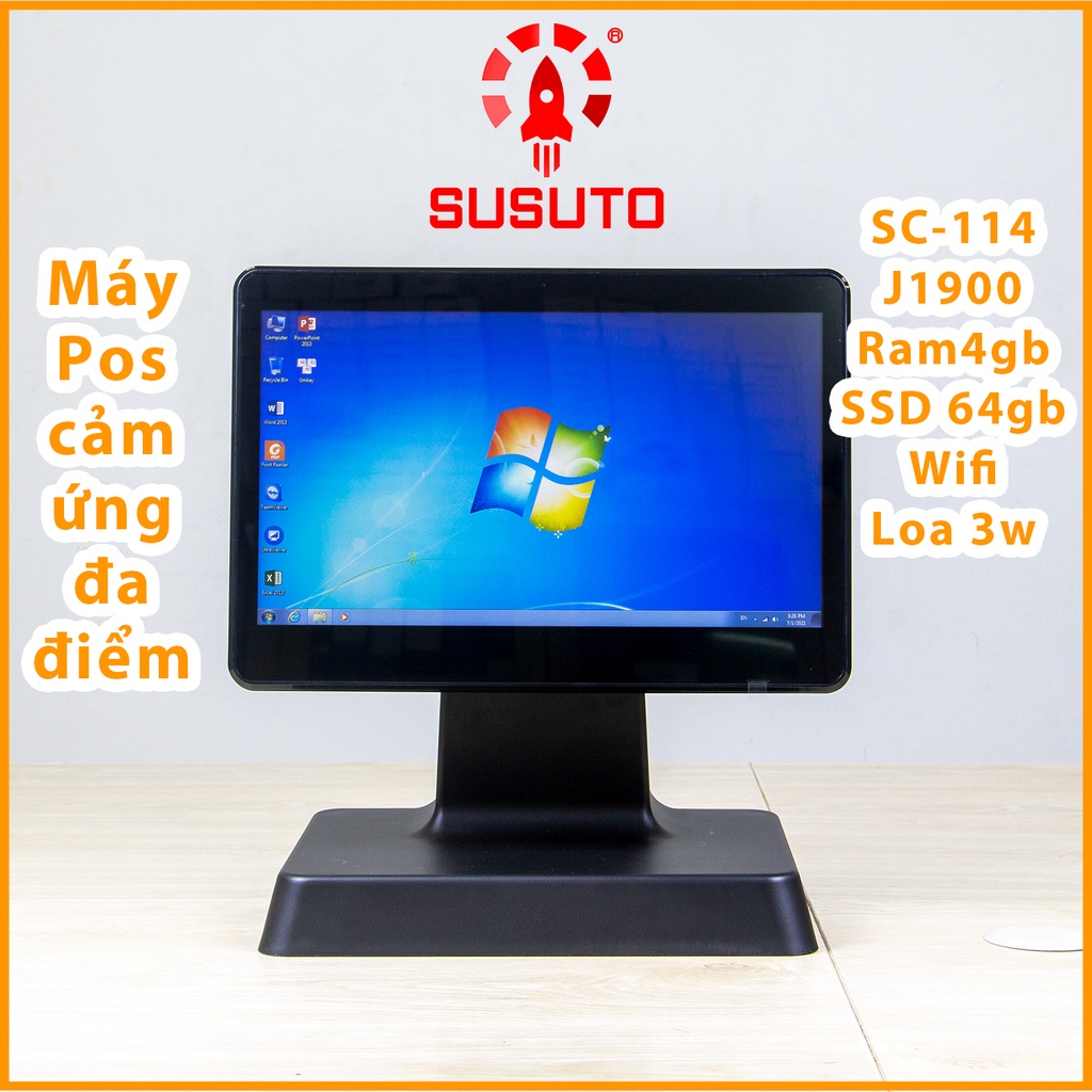 Máy POS bán hàng SC-114 (J1900, 4G DDR RAM, 64G SSD, 14 inch, Black, 1 màn)