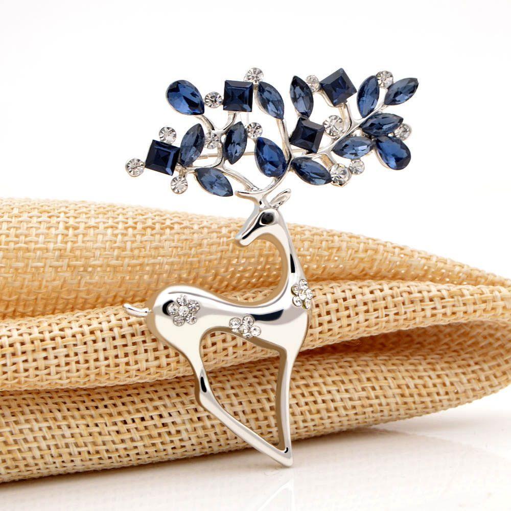 Ghim Cài Áo Hình Tuần Lộc Giáng Sinh Bằng Hợp Kim Sang Trọng