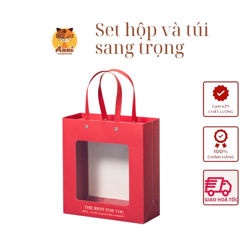 Set hộp và túi quà màu đỏ sang trọng Anni Home