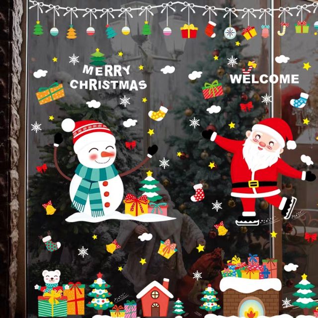 Decal dán kính noel mới 2020 86x84cm