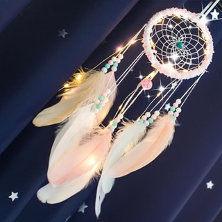Dreamcatcher đính lông vũ và hạt trang trí