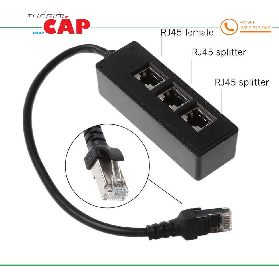 Bộ Chia Cổng Mạng LAN RJ45 1 Sang 3 Cổng