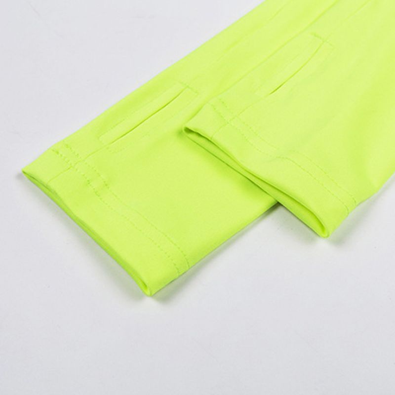 Xiangbao Đầm Bodycon Tay Dài Cổ Lọ Có Dây Kéo Màu Dạ Quang Gợi Cảm Cho Nữ