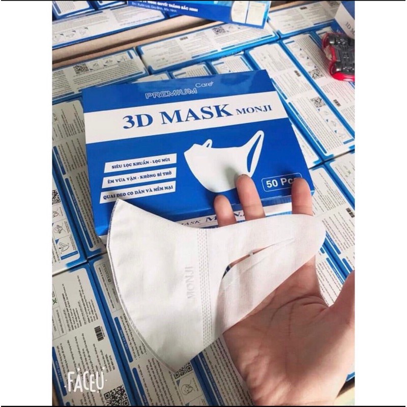 (Hàng chuẩn) Hộp 50 chiếc khẩu trang 3D mask Monji kháng khuẩn | BigBuy360 - bigbuy360.vn