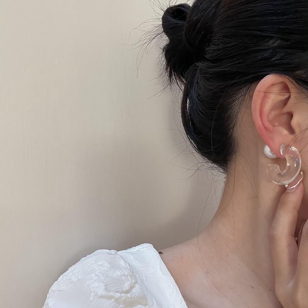 JARRED Bông Tai Dạng Vòng Thời Trang Hàn Quốc Bằng Resin Thanh Lịch Cho Nữ
