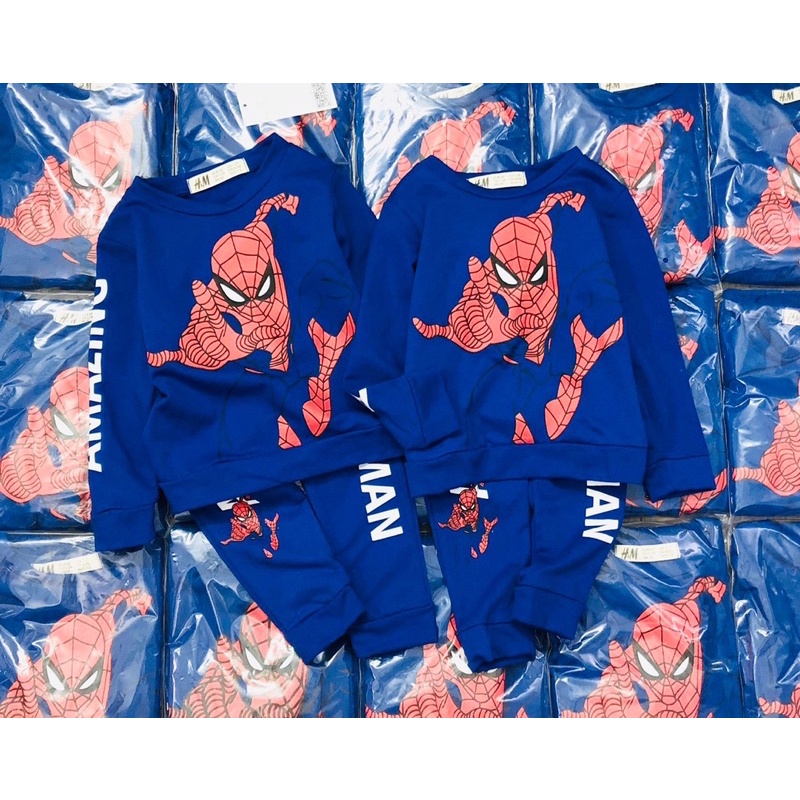 Bộ nỉ Spiderman xanh dương HM 10-30kg (có ảnh thật)