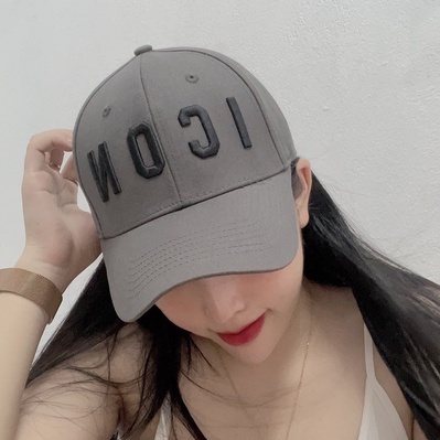 Mũ lưỡi trai ICON màu xám logo thêu chỉ đen cá tính dành cho cả nam và nữ full hộp để làm quà tặng