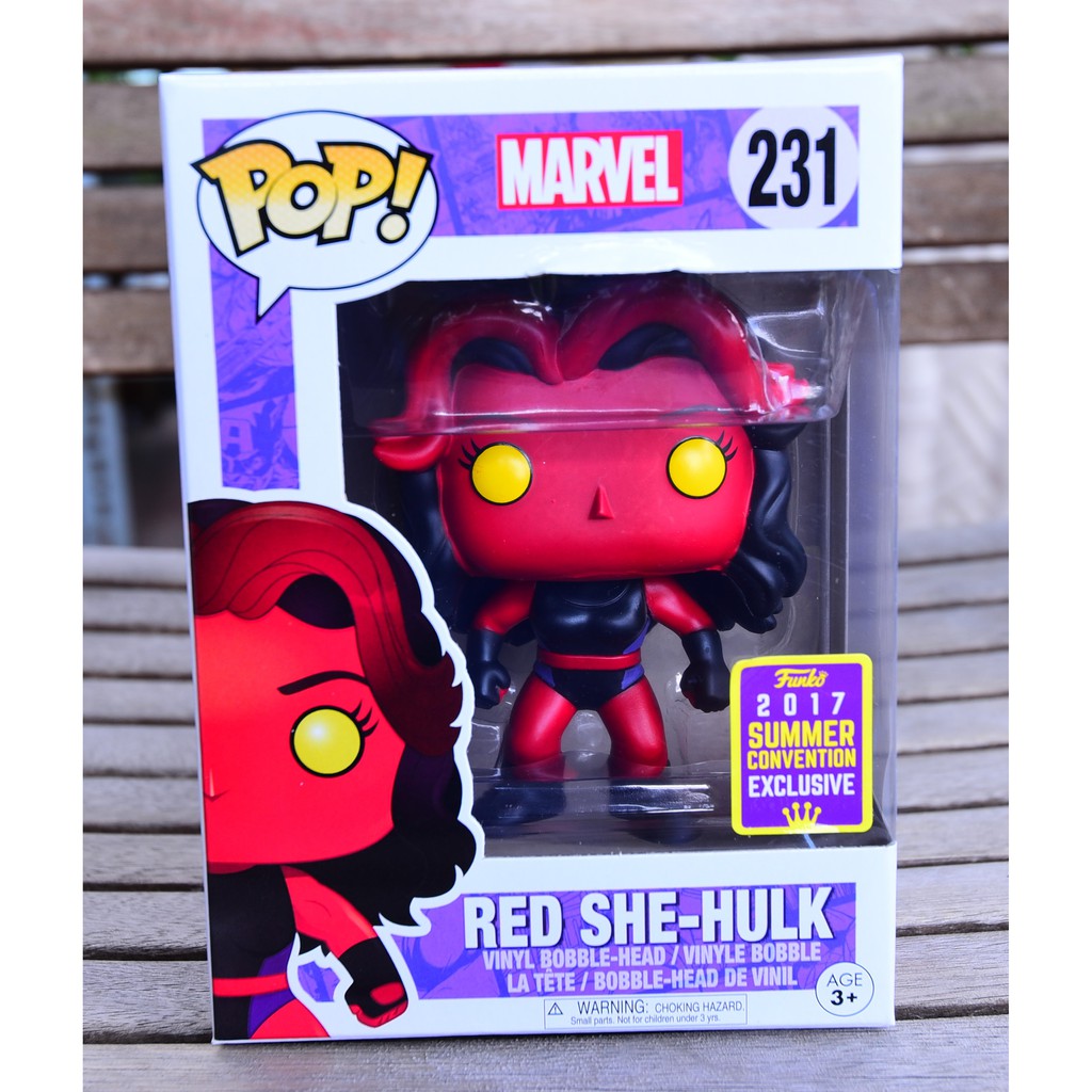 [Box 7.5/10 Sơn Lem] Mô hình nhân vật Funko Pop Marvel Red She-Hulk #231 2017 Summer Convention SDCC