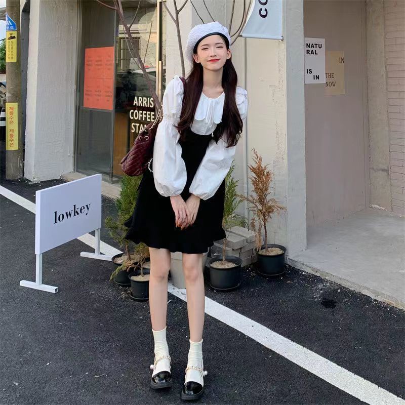 Bộ Áo + Chân Váy Yếm Thời Trang Mùa Thu Phong Cách Preppy Mới 2022