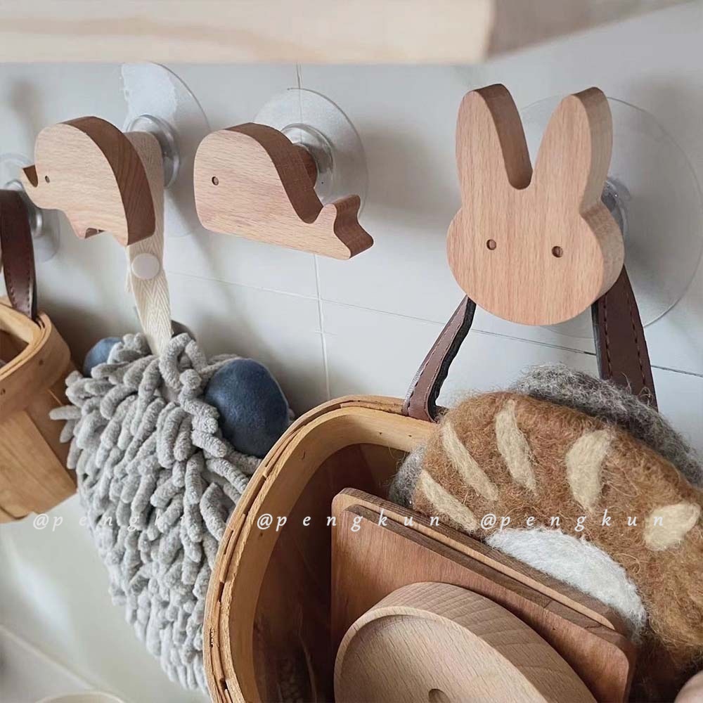Móc Gỗ Treo Đồ Gắn Tường Hình Động Vật Trang Trí Phòng Tắm / Nhà Bếp