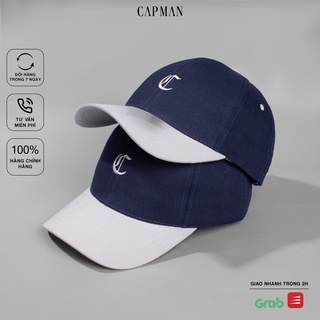 Mũ lưỡi trai trơn chính hãng CAPMAN phom dáng thể thao vải kaki màu xanh đen CM127