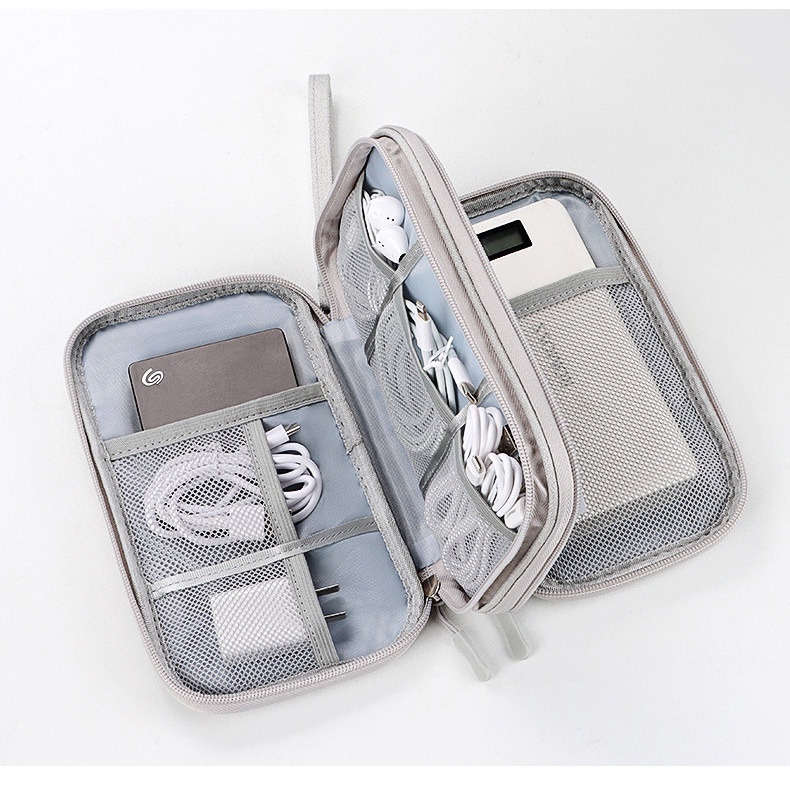 Túi đựng điện thoại 2 ngăn MILASO đựng phụ kiện công nghệ, tai nghe, cáp sạc, pin dự phòng đa năng TA-001198
