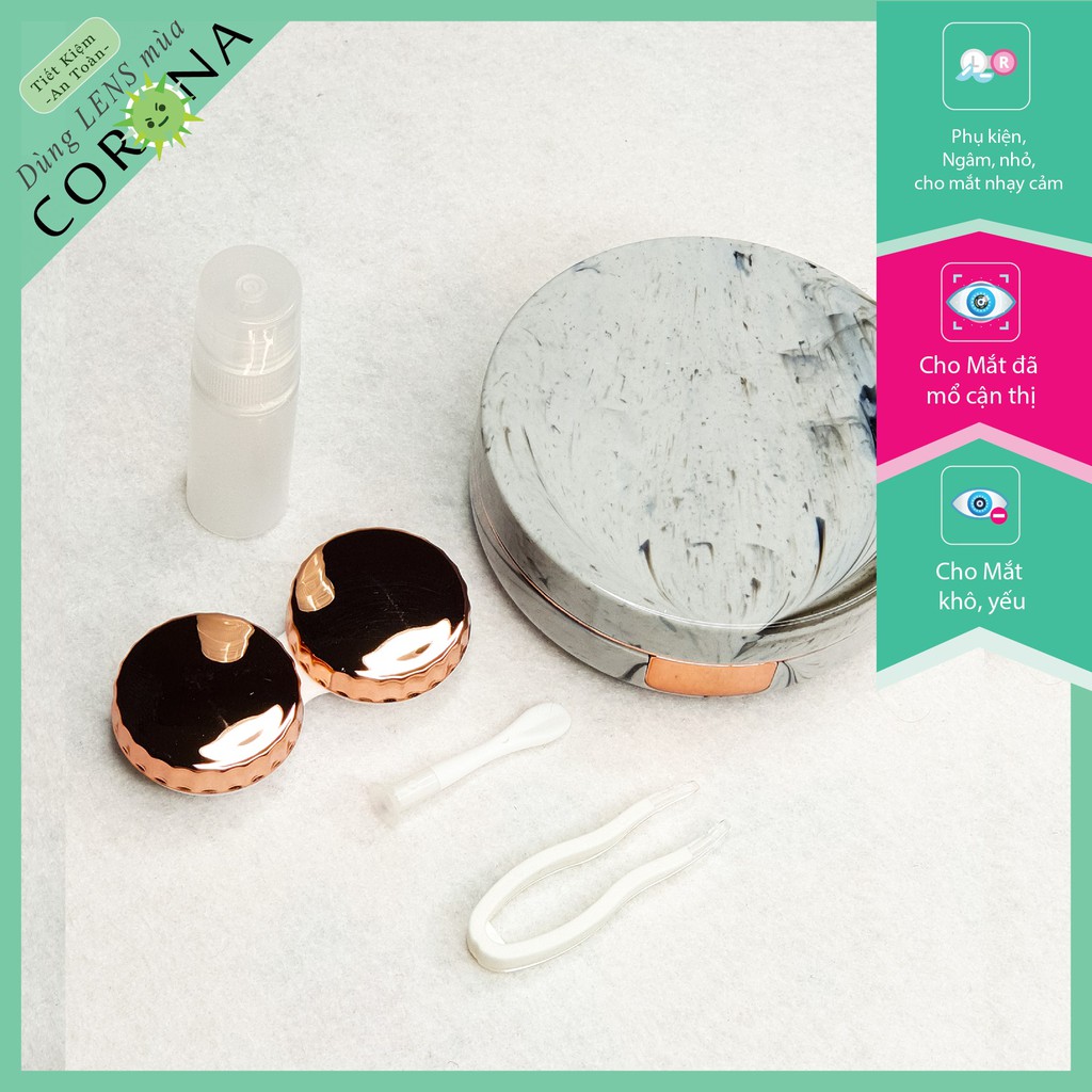 Khay gương đựng lens vân đá cao cấp