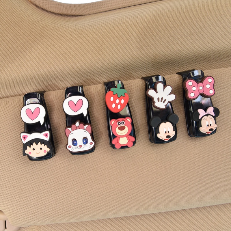 [Mới]🥰】Kẹp Cố Định Mắt Kính Hình Mickey Minnie Doraemon Bằng ABS Tiện Dụng Cho Xe Hơi