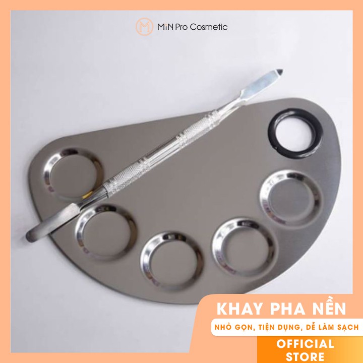 Khay pha nền chuyên nghiệp inox 5 ô pha kèm que trộn - size 15.7cmx10cm, đường kính lỗ 2.5cm