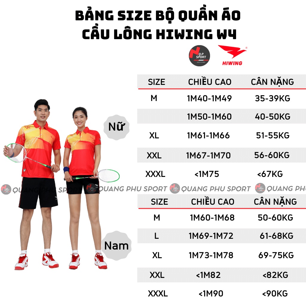 Quần, Áo Cầu Lông Nam Nữ Thương Hiệu HIWING Chất Vải Mè Nhật Bản Co Dãn Đa Chiều Cao Cấp Mẫu W4