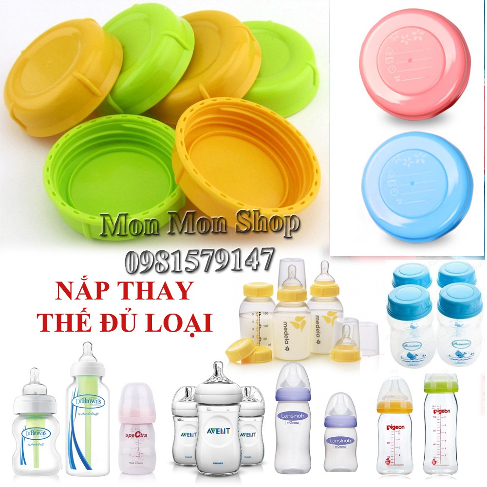 (Đủ size) Nắp bình sữa, nắp bình trữ sữa nhựa an toàn BPA free - vui lòng đọc hướng dẫn chọn nắp