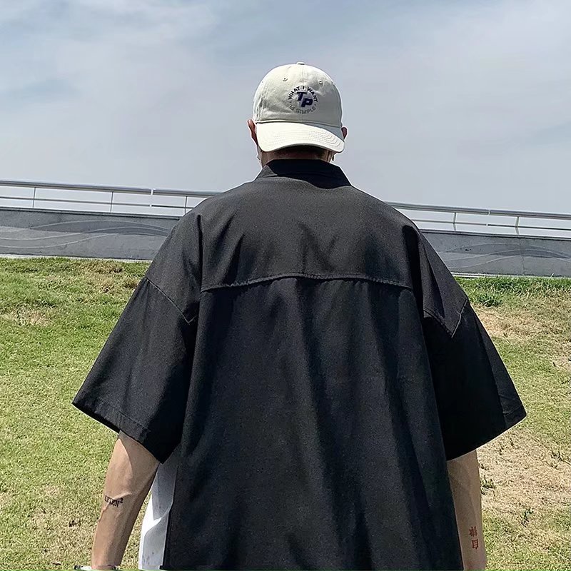 Áo Sơ Mi Ngắn Tay Dáng Rộng Thời Trang Mùa Hè Hàn Quốc 2022 Dành Cho Nam