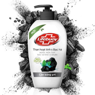 Nước rữa tay lifebuoy than hoạt tính và bạc hà 180g