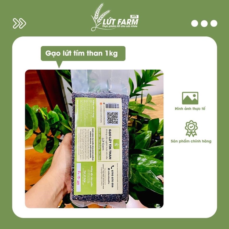 Gạo Lứt tím than Lứt Farm ăn kiêng, giảm cân Lứt Farm - Phù hợp Thực dưỡng (1kg)