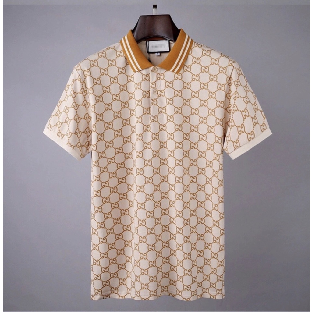 Áo polo nam 3D GG  cộc tay cổ mùa hè cotton co dãn 4 chiều