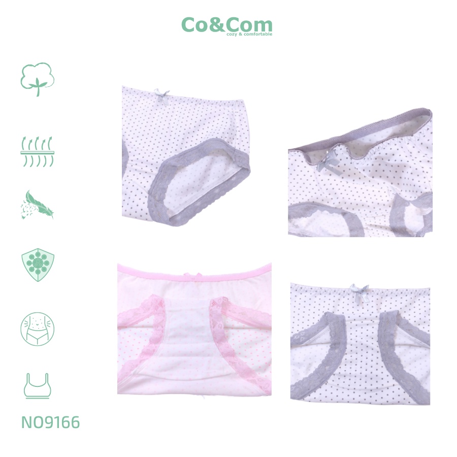 Quần Lót Nữ Cotton Nhiều Mẫu Co&Com Chấm Bi Pha Ren Mềm Mại, Lót Kháng Khuẩn