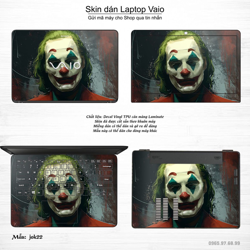 Skin dán Laptop Sony Vaio in hình Joker nhiều mẫu 3 (inbox mã máy cho Shop)