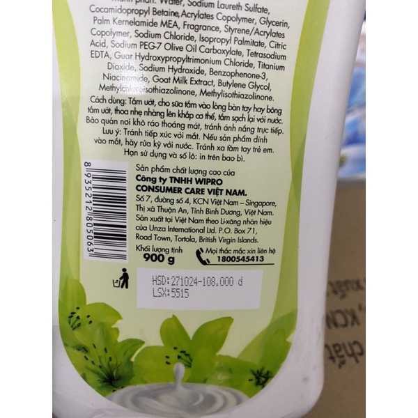 Sữa tắm trắng da mịn màng dưỡng ẩm tuyệt đối hương nước hoa 1200ml tặng kèm gói 450ml