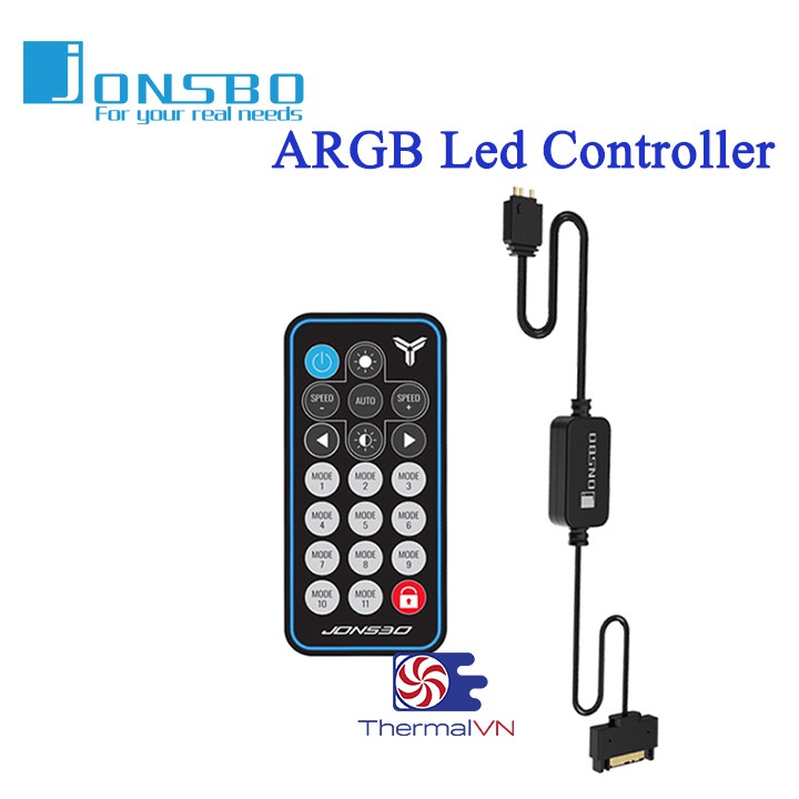 Bộ điều khiển đèn Jonsbo 5v ARGB 3-pin không dây (ARGB Led Controller) - chỉnh màu cho quạt Addressable RGB